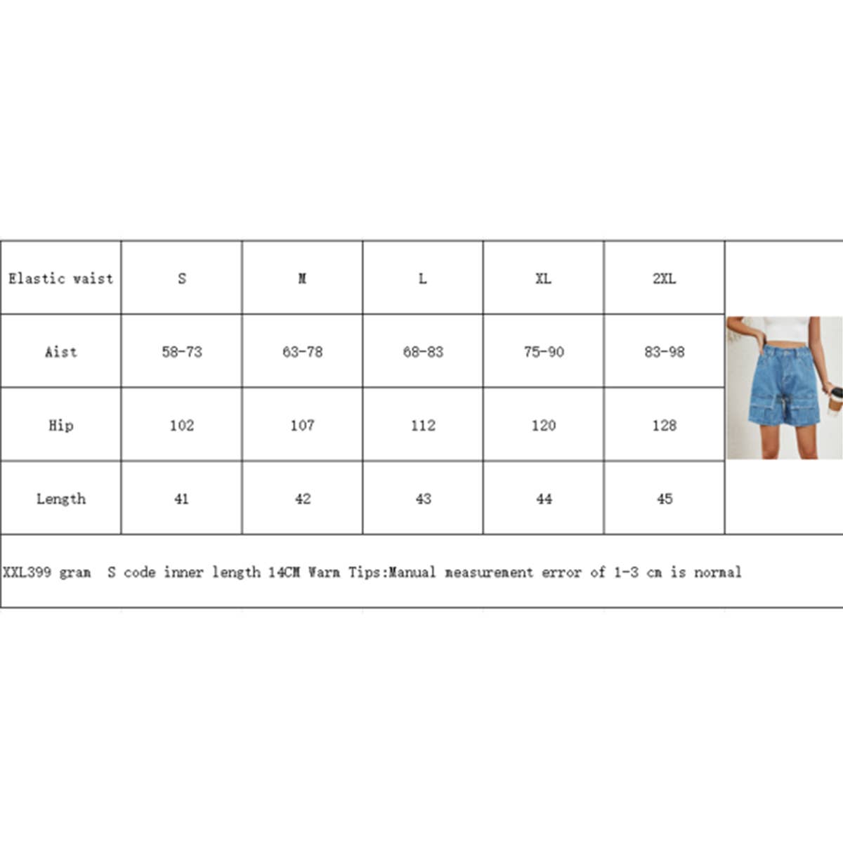 New Washed Denim Cargo Shorts ??Stretch Waist_CWJS0333