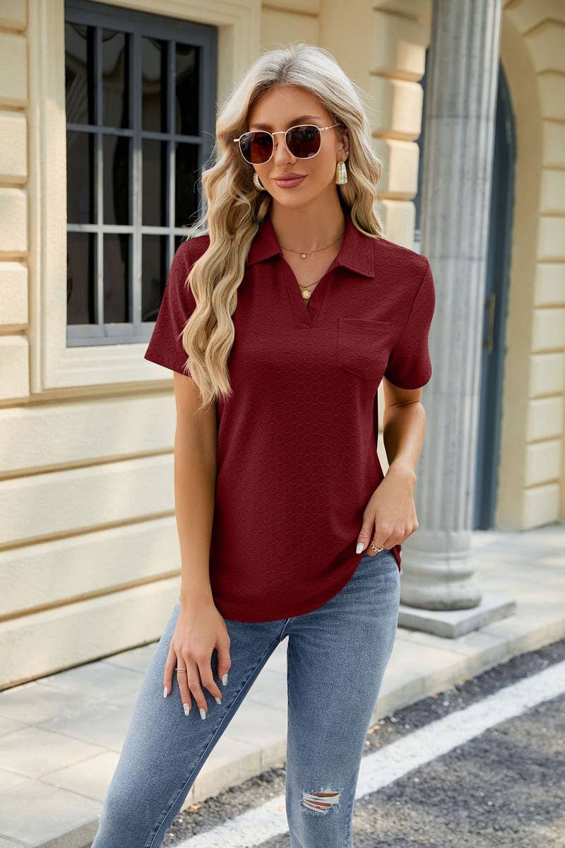 CWTTS0817_V-Neck Short Sleeve Knit Top