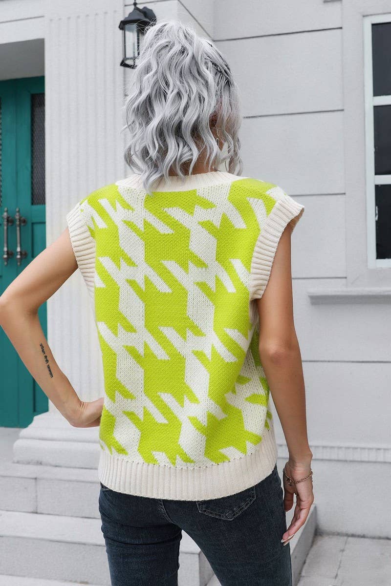 CWOV0501_HOUNDSTOOTH V-NECK VEST SWEATER VEST