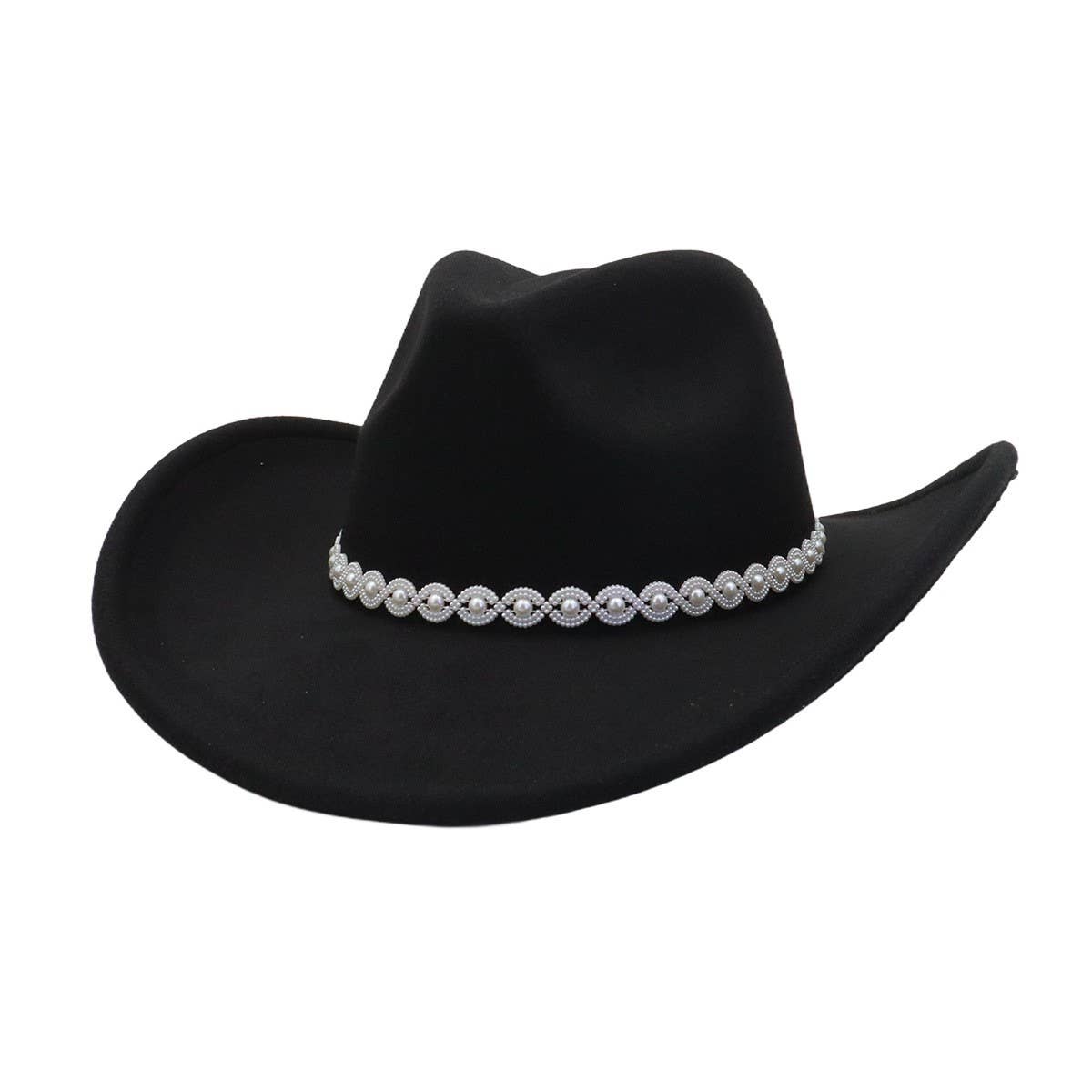 Western Ethnic Wool Felt Cowboy Fedora Hat_CWAH04438