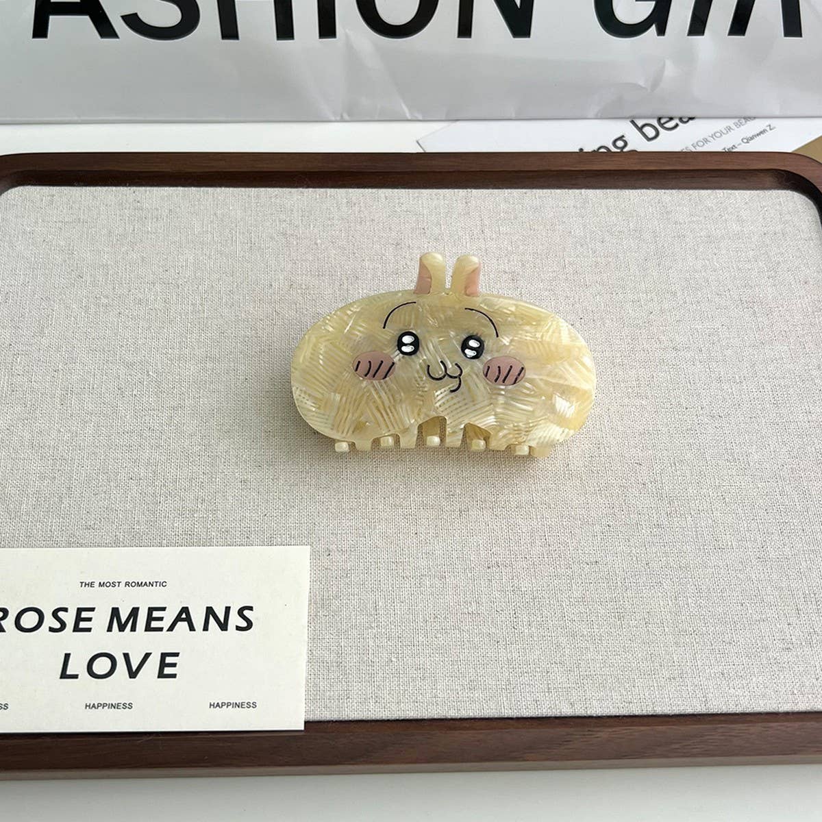 Cute Cartoon Cat Acetate Hair Clip with Bunny