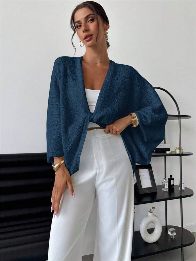 Cross design deep V-neck casual loose sweater