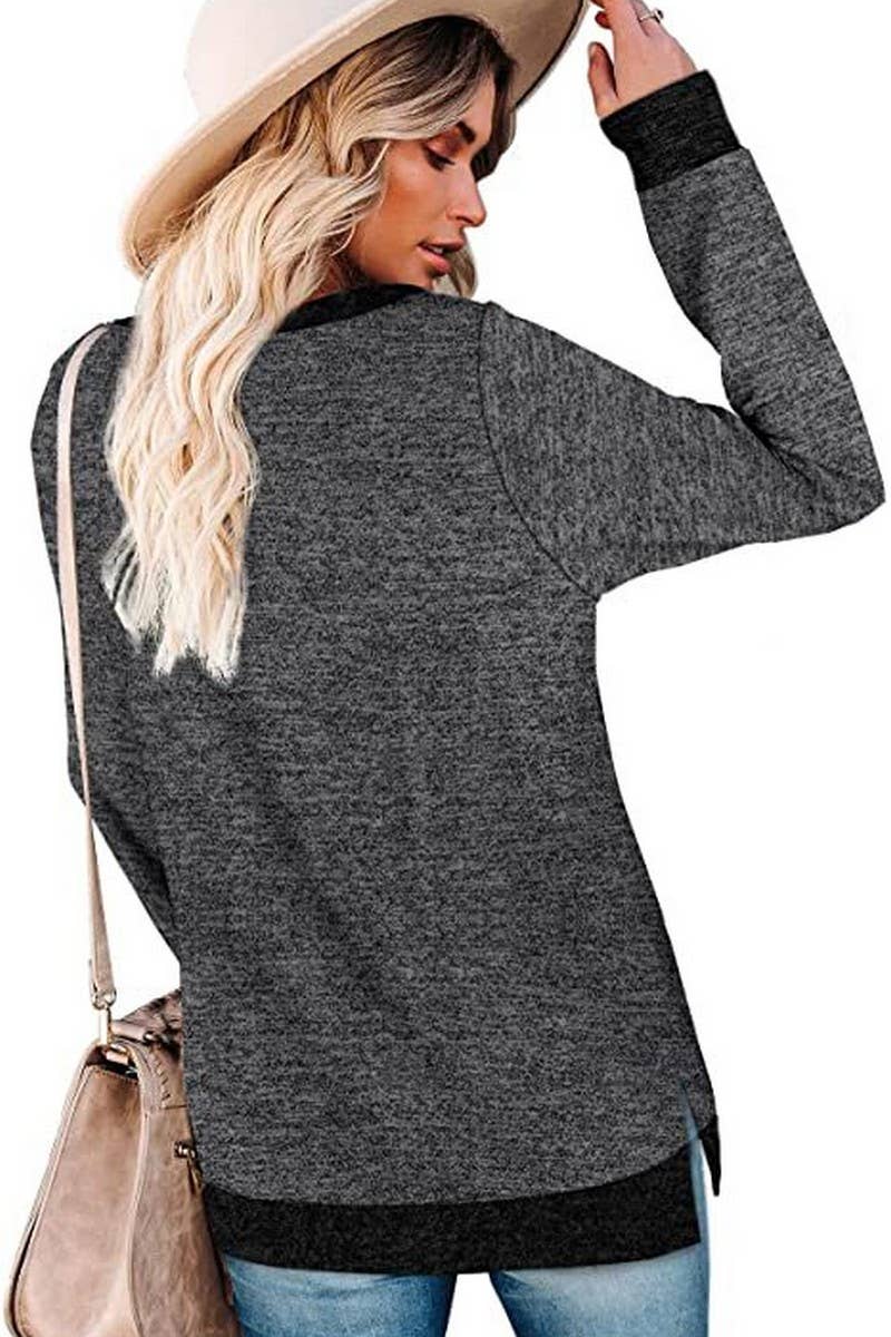 CWTBLL3686_COLORBLOCK SLIT LOOSE CASUAL PULLOVER TOP