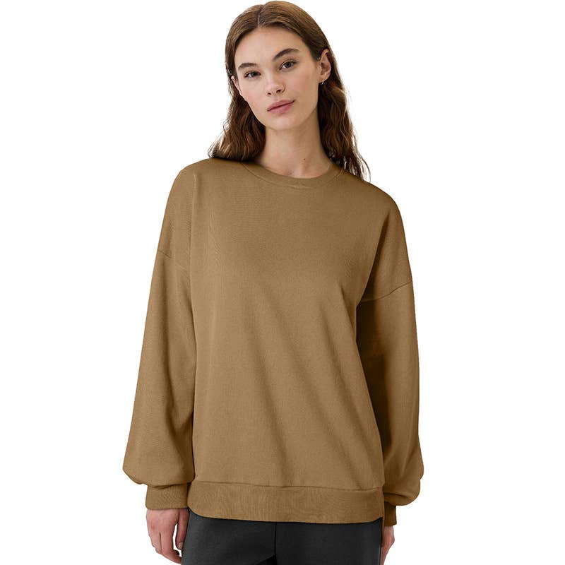 CASUAL LONG-SLEEVED SOLID COLOR CREW-NECK HOODIE