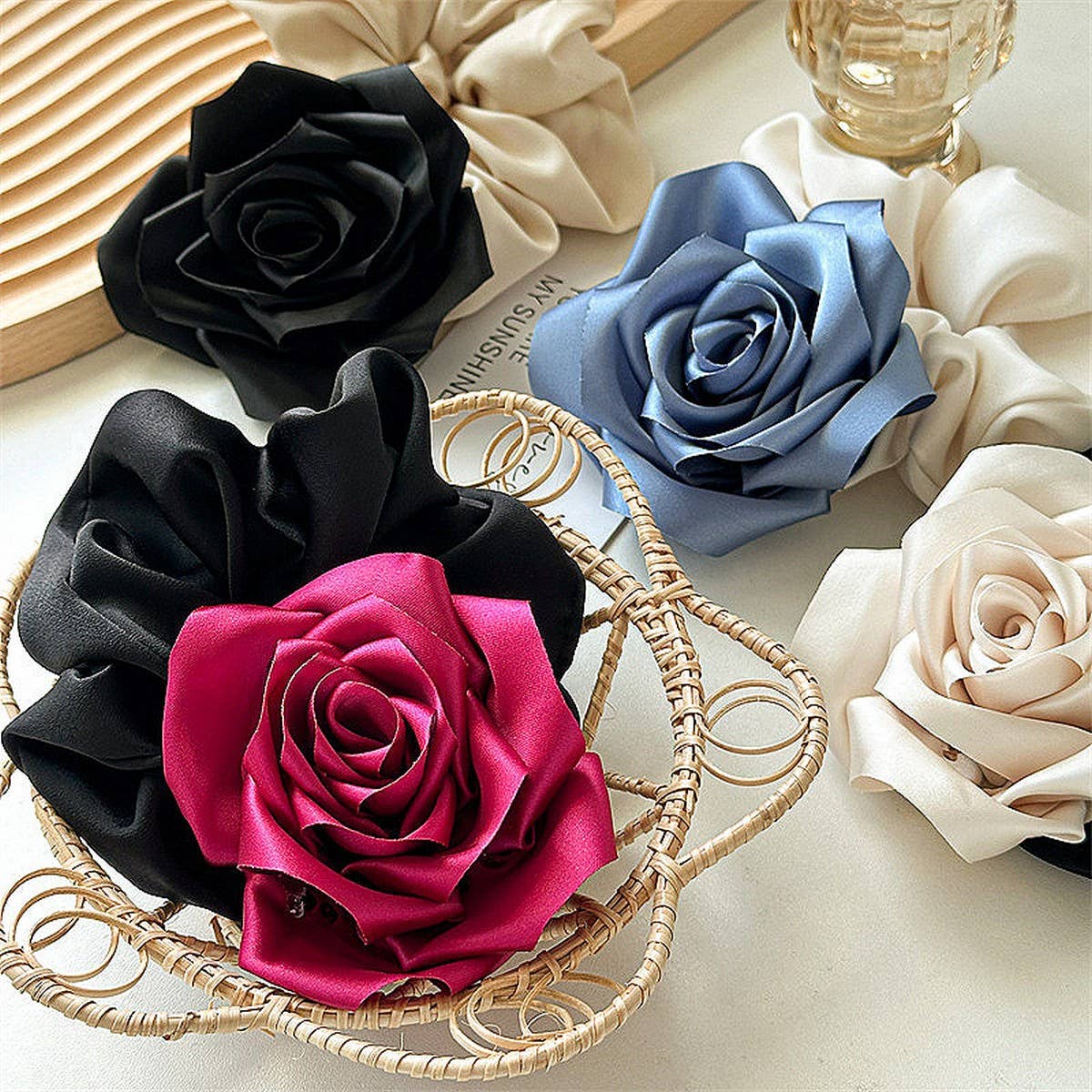 2024 SWEET LARGE ROSE HAIR TIE_CWAHA1366