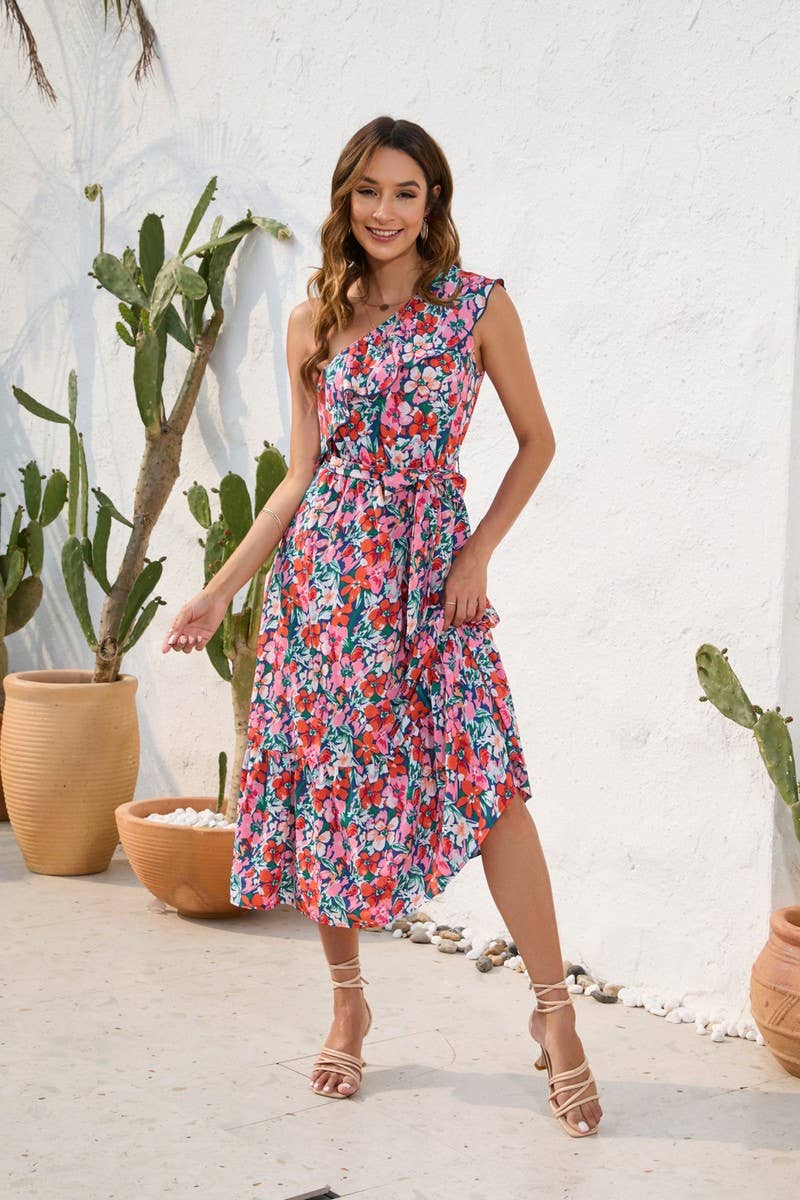 CWDMD2142_PRINTED DRESS WITH STRAPPY SHOULDERS