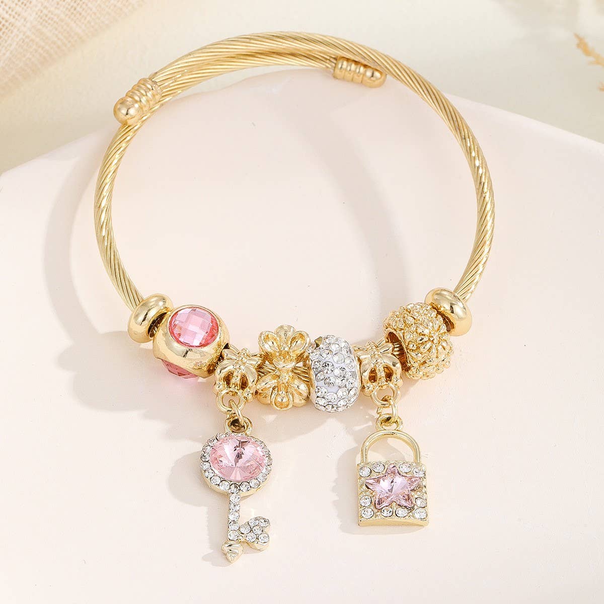 Trendy Stainless Steel Bracelet with Heart Charm