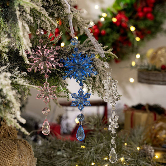 CWMM10181_CLEAR SNOWFLAKE AND COLORFUL ICICLE ORNAMENTS