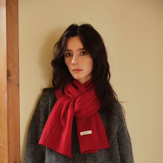 Wool Cable Knit Scarf – Soft Double-Sided Wrap_CWASC2310