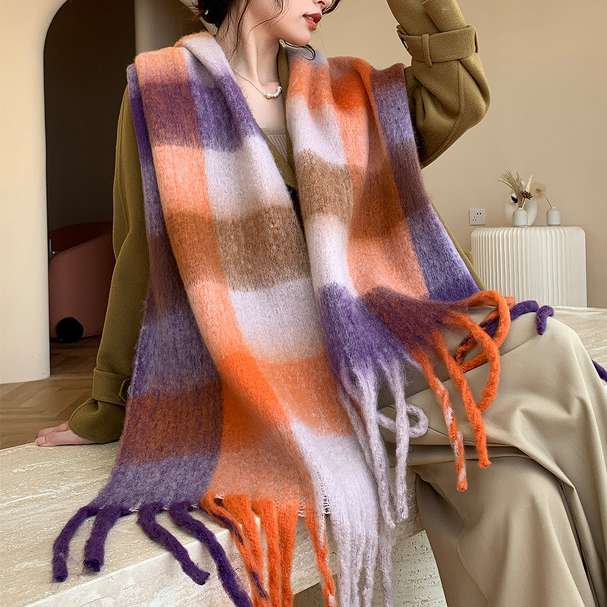 Plush AC Scarf ??Thick Soft Winter Wrap_CWASC2701