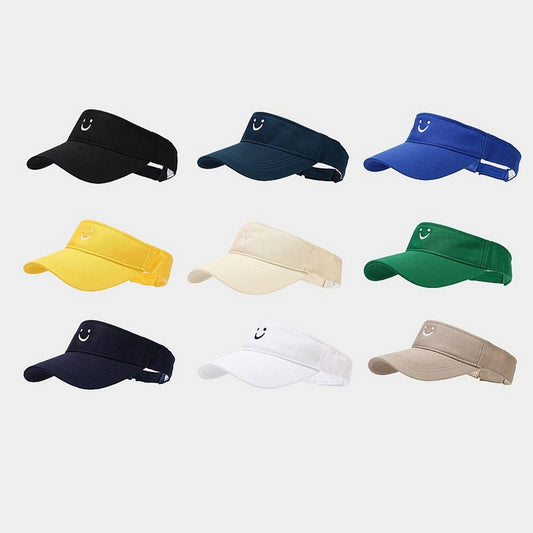 Cute Smile Embroidered Visor - Summer Sun Hat_CWAH3289
