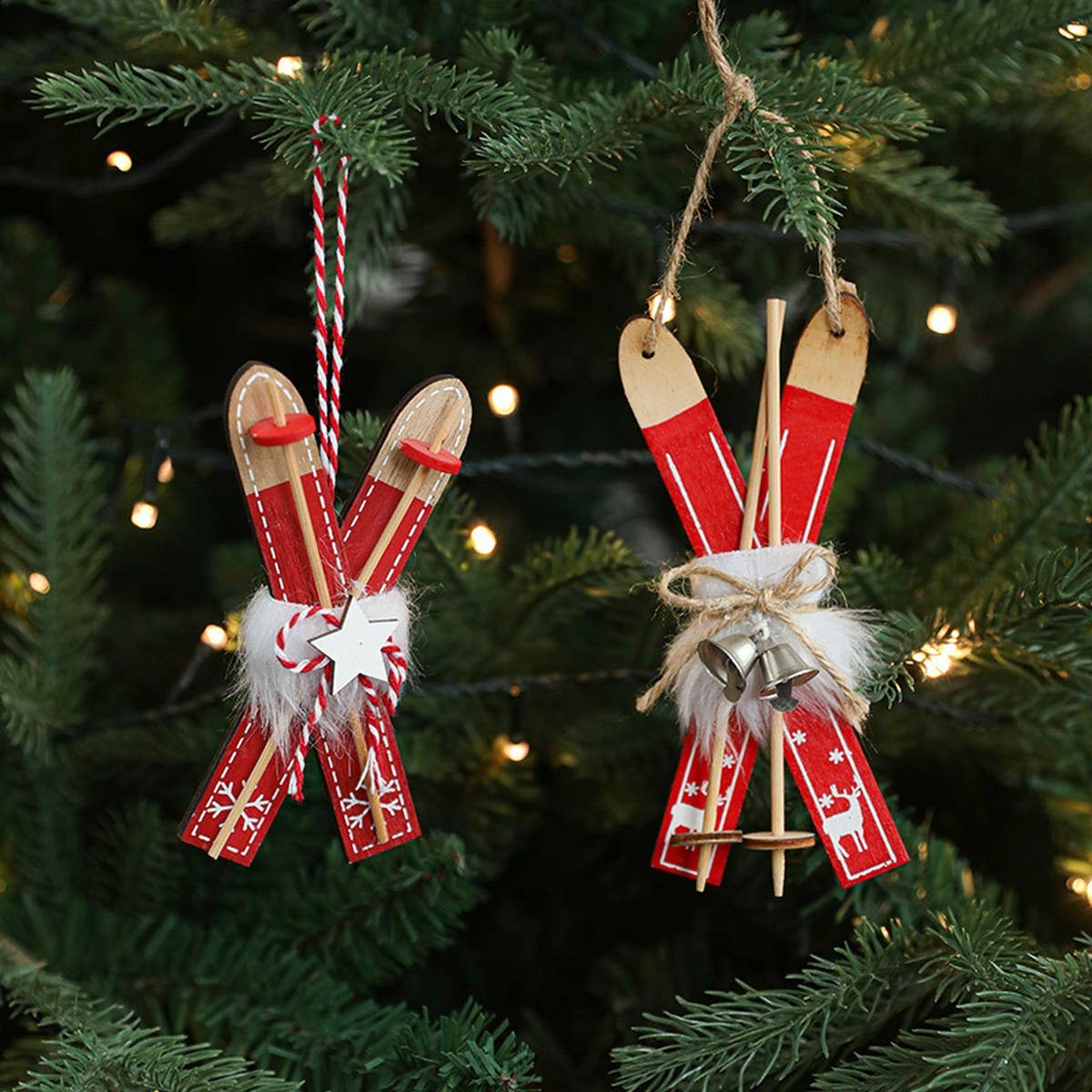 Wooden Red Sled Christmas Tree Hanging Decoration_CWMM9792