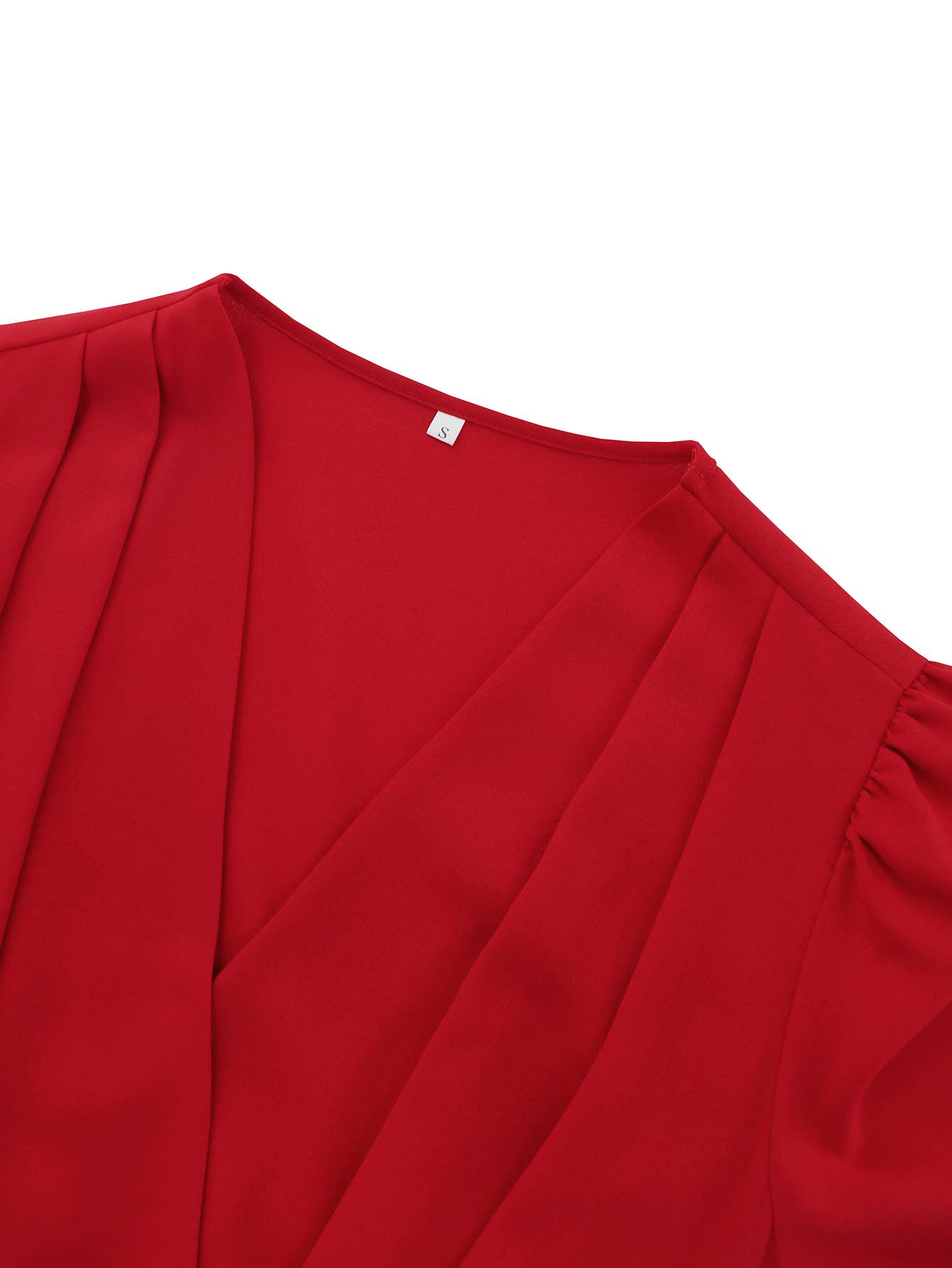 Elegant Pleated V-Neck Long Sleeve Bodycon Dress