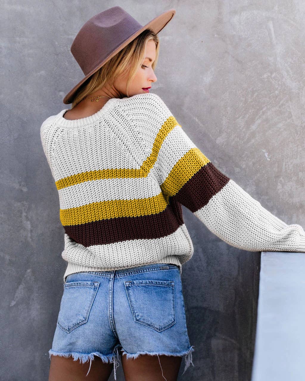 CASUAL LOOSE CREW NECK COLOR PATCHWORK KNITWEAR