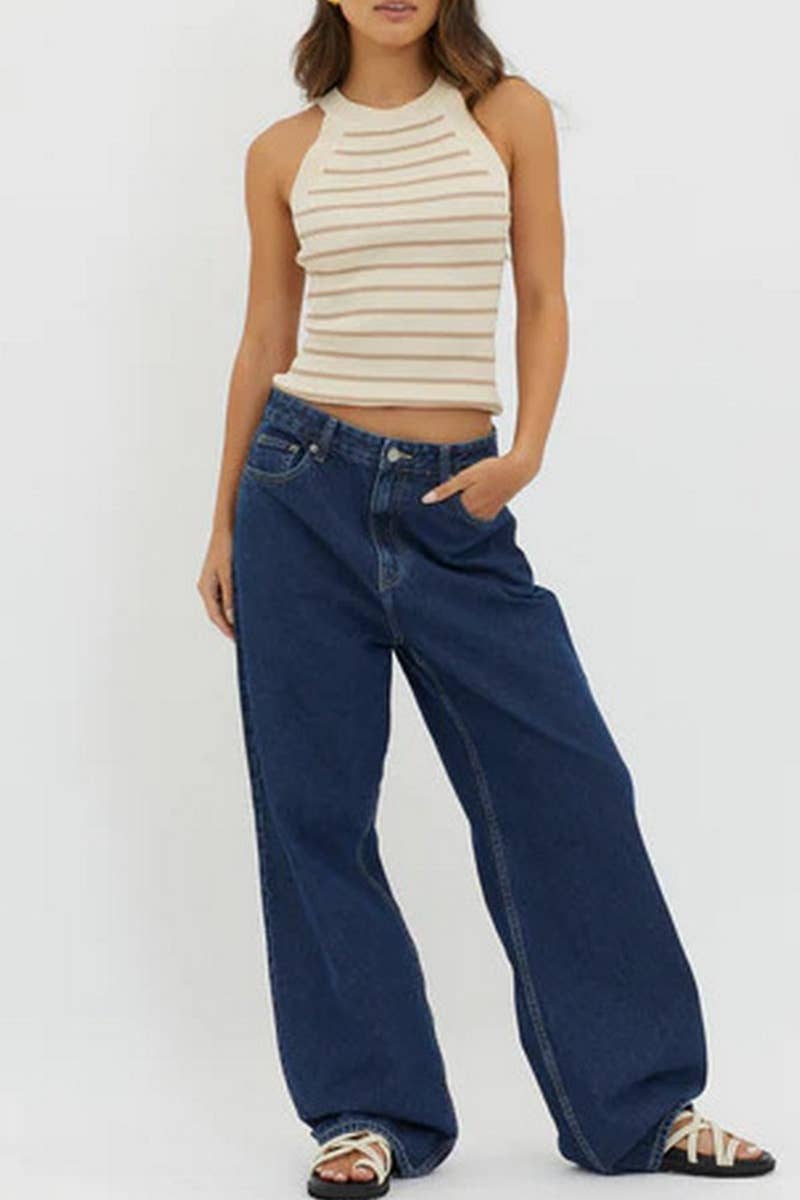 CWTTSL0365_SEXY SLEEVELESS STRIPED KNITTED VEST