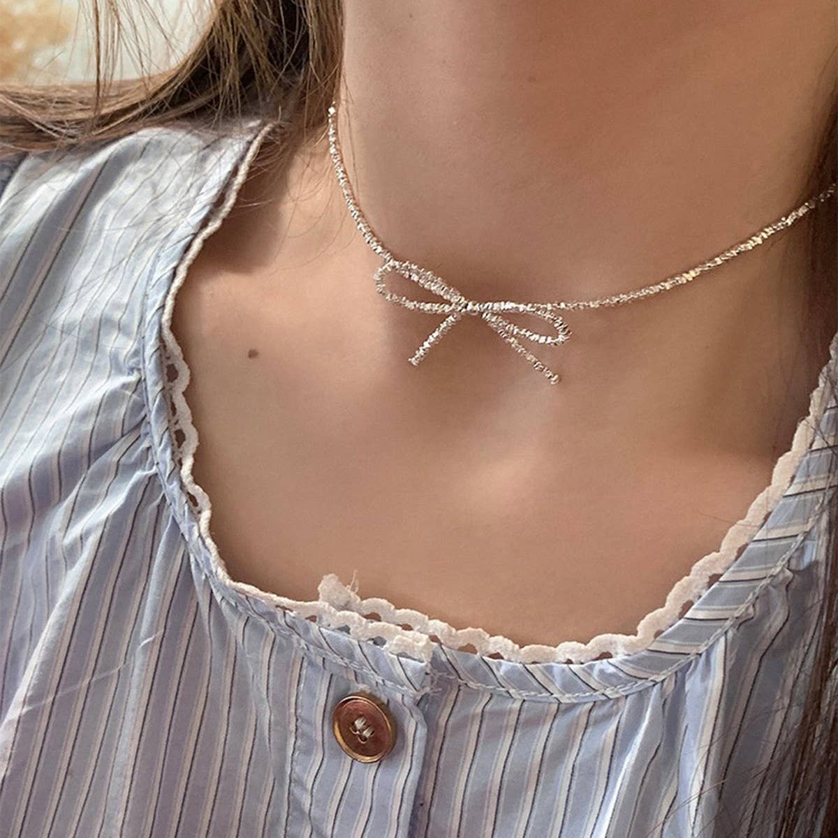 VERSATILE AND FAIRY BOW PENDANT DELICATE NECKLACE