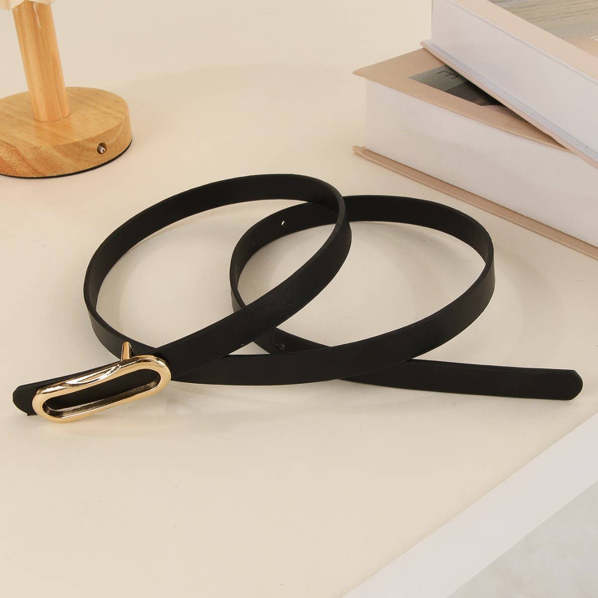 Oval buckle Korean style retro thin waist belt