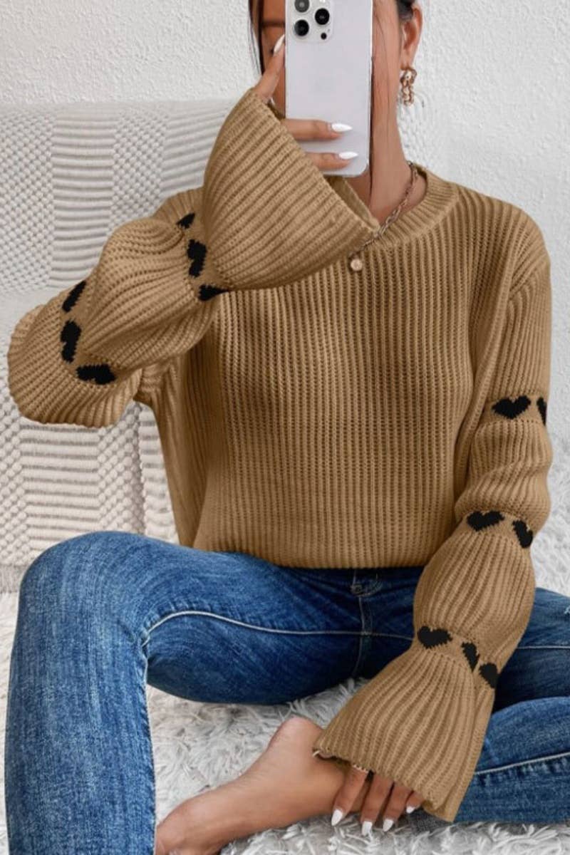 CWOSWL5124_BAGGY LONG-SLEEVED STRIPED SWEATER WITH HEARTS