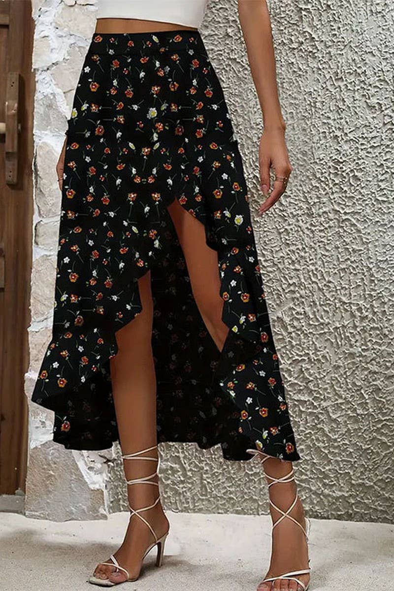 CWBLS0441_SUMMER ROMANTIC AND ELEGANT FLORAL IRREGULAR SKIRT