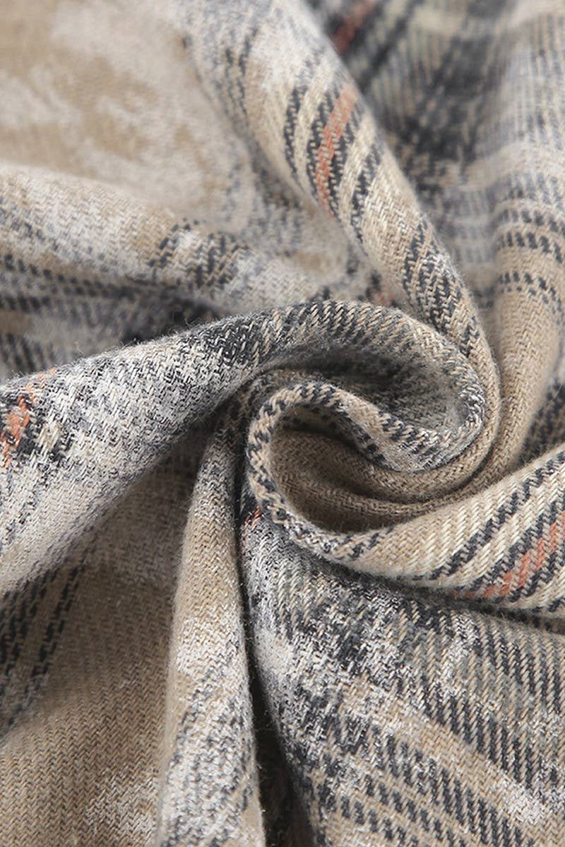 CWTBLL553_VINTAGE LOOSE COTTON PLAID LONG-SLEEVED SHIRT