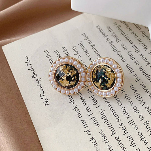 S925 Silver needle pearl stud Geometric earrings