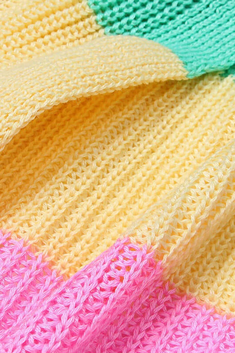 CWOCAL00701_LOOSE COLORBLOCK STRIPED LONG KNIT CARDIGAN