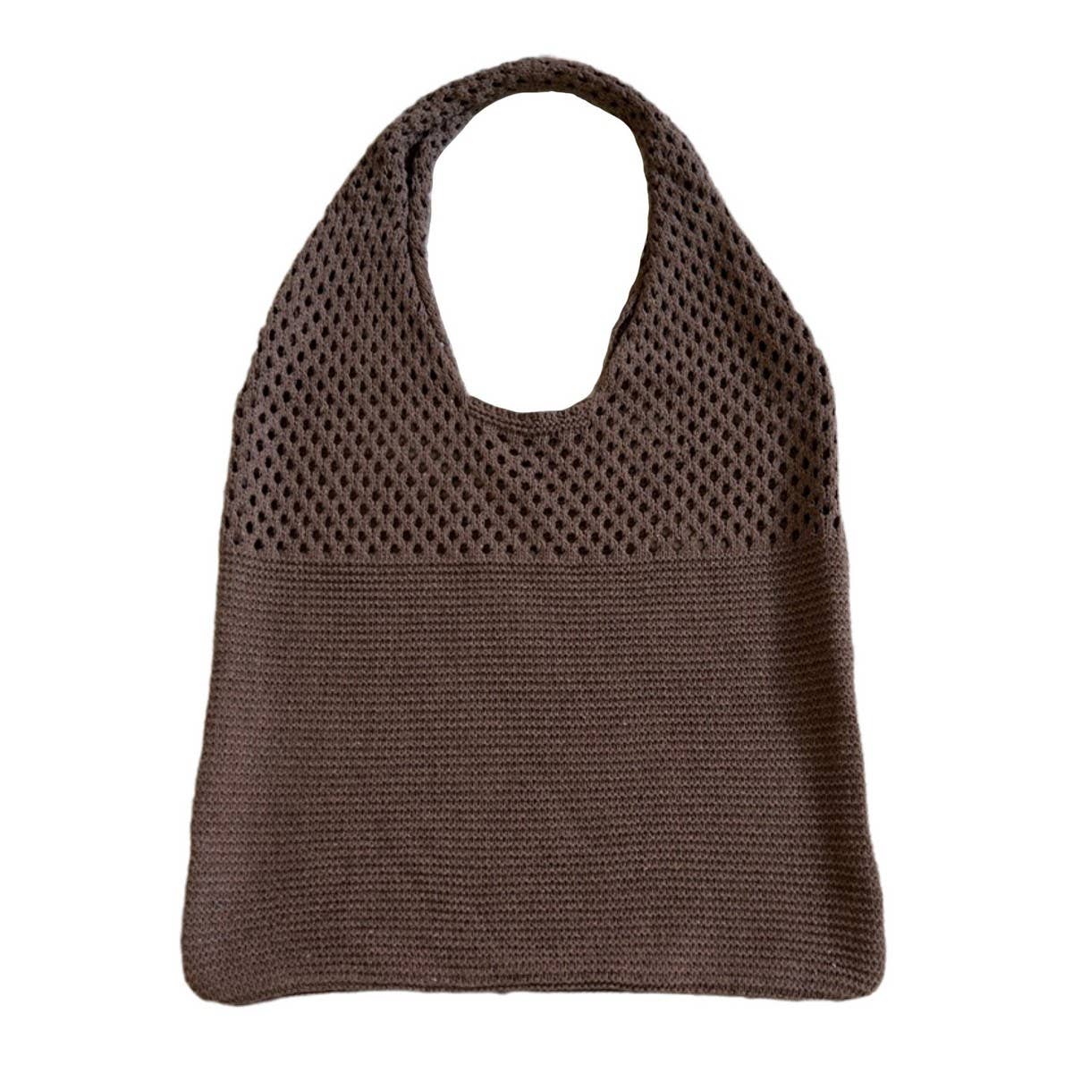 CWAB4568_HOLLOW KNIT LARGE CAPACITY SHOULDER TOTE BAG