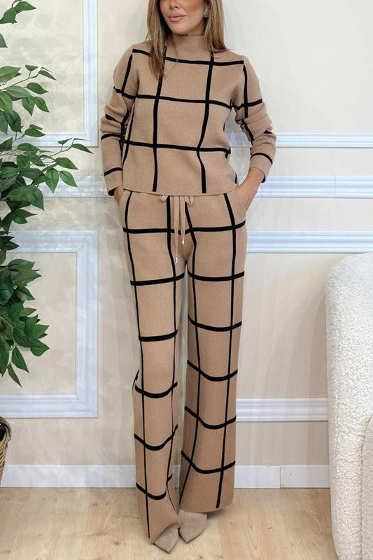 CWSTB1399_SOLID COLOR HIGH COLLAR PLAID PRINT SUIT
