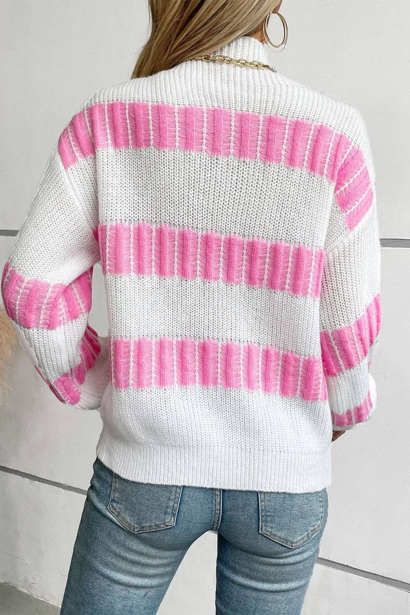CWOSWL2931_STRIPED MOCK NECK KNIT SWEATER