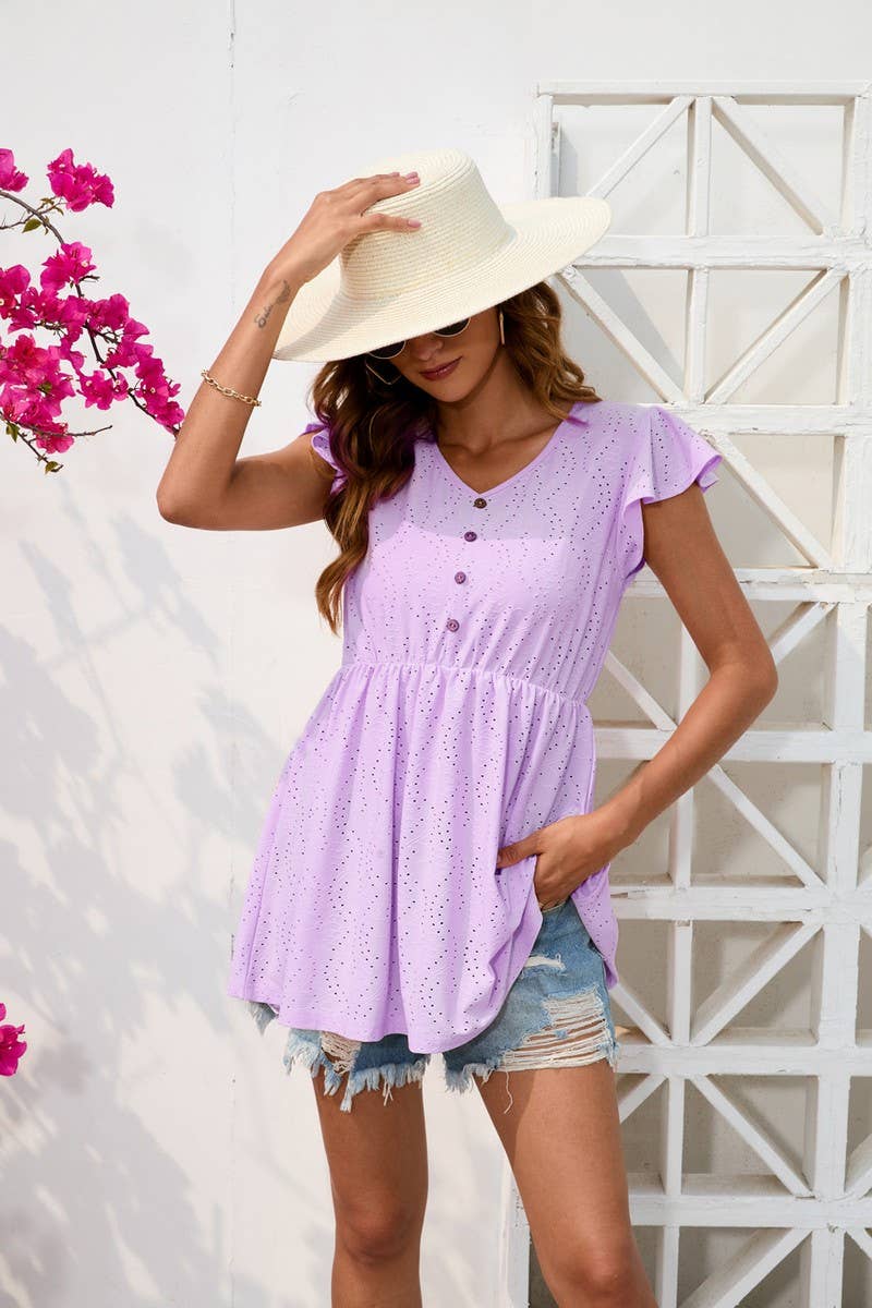 CWTBLS0815_LOOSE CASUAL WAISTED HOLIDAY BLOUSE