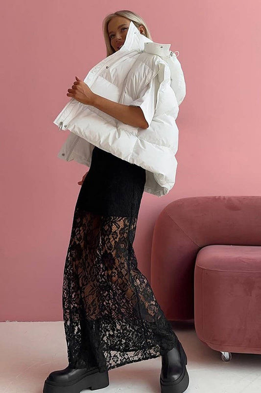 CWBLS142_SEXY JACQUARD SEE-THROUGH LACE HOLLOW SKIRT