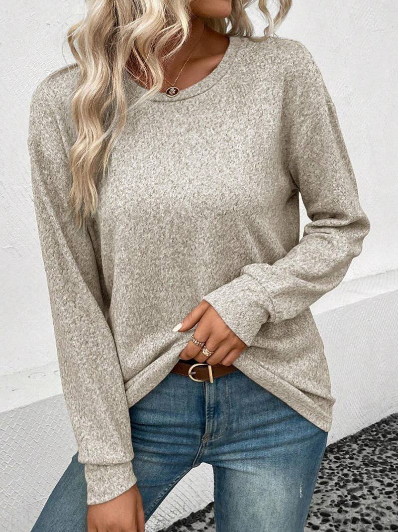 CASUAL LOOSE SOLID COLOR CREW NECK SWEATER
