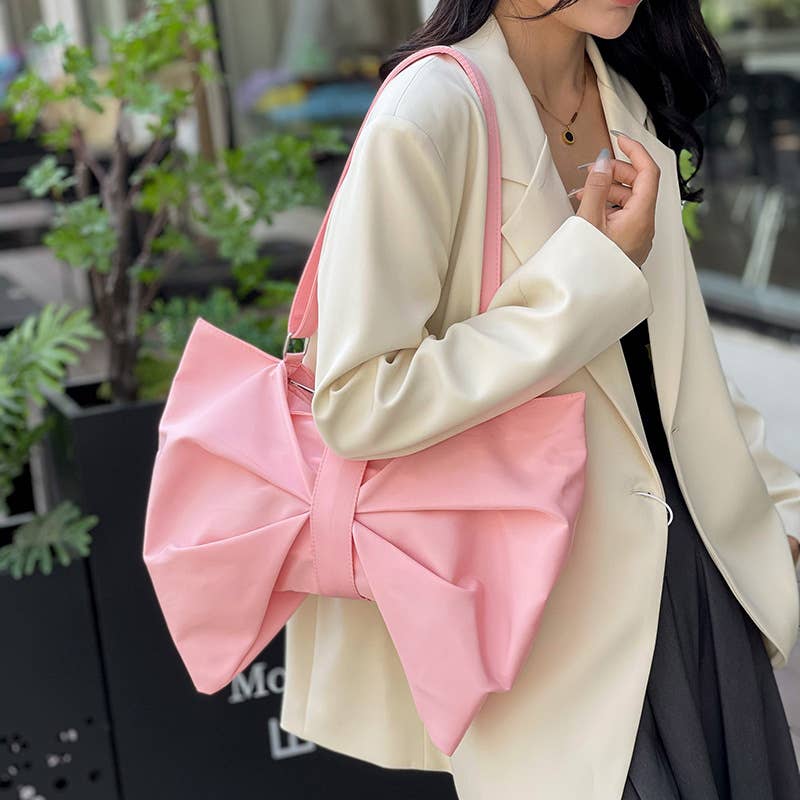 Bow tie pleated large-capacity bag