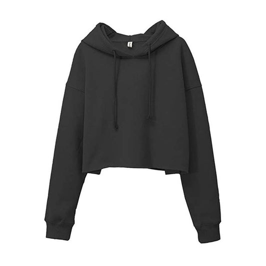 Fleece solid color sporty hooded sweatshirt
