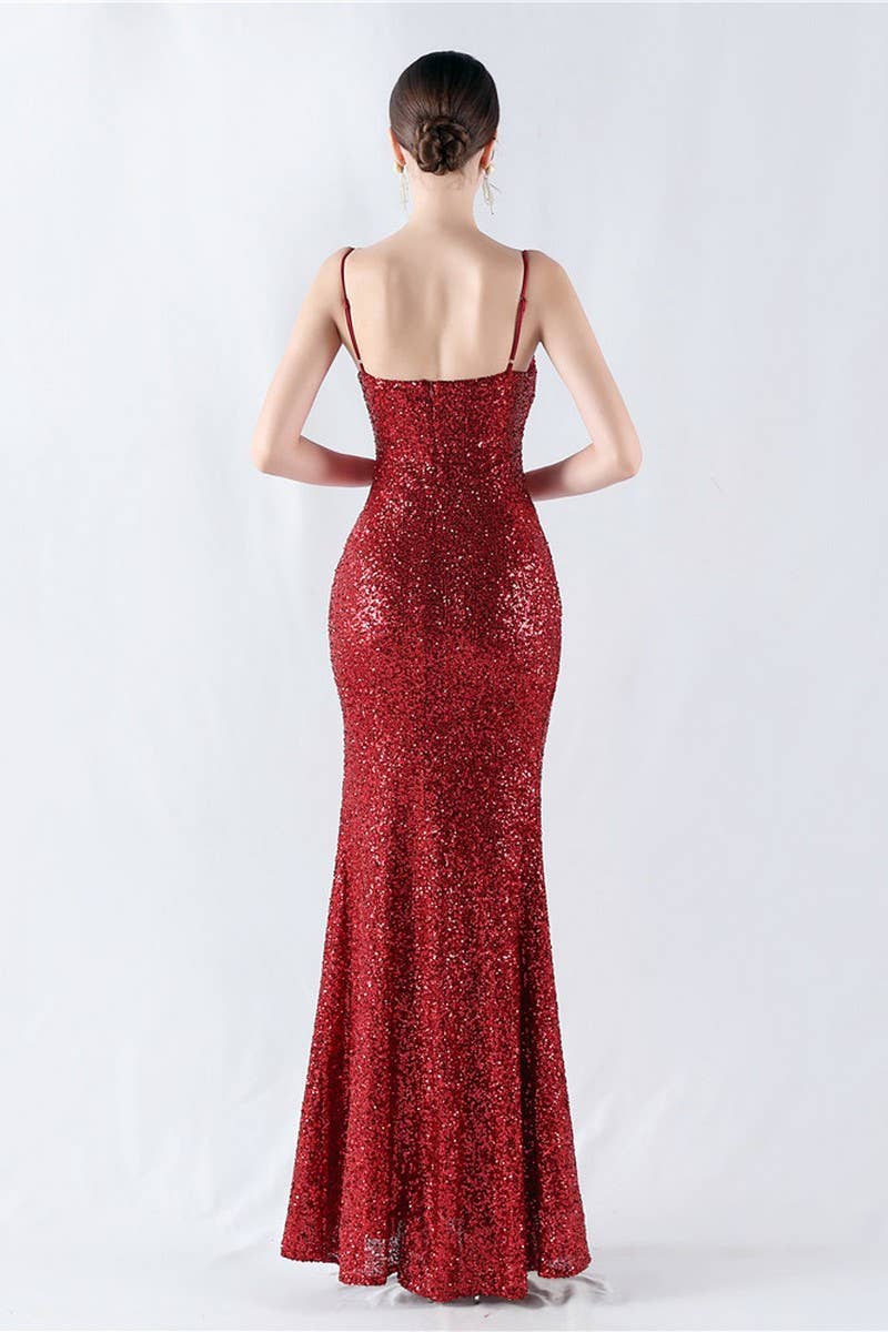 CWDMD4825_ELEGANT SEXY HIGH-SLIT SLING EVENING DRESS
