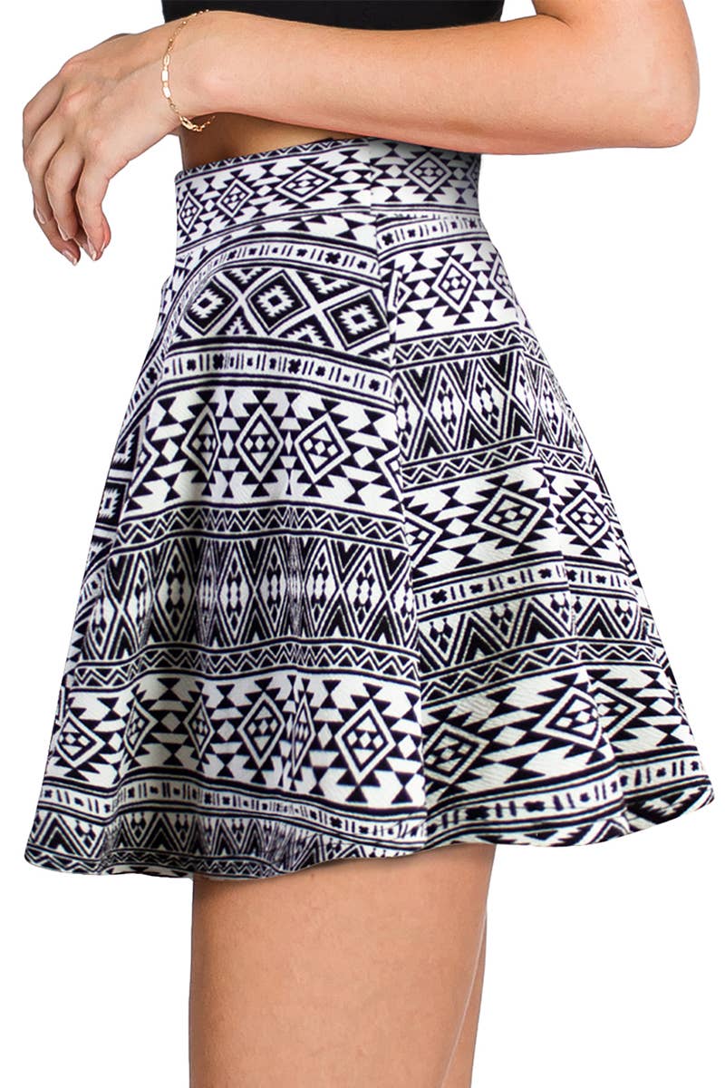 CWBSS105_High Waisted Skirt Mini A-Line Flared Skater Skirt