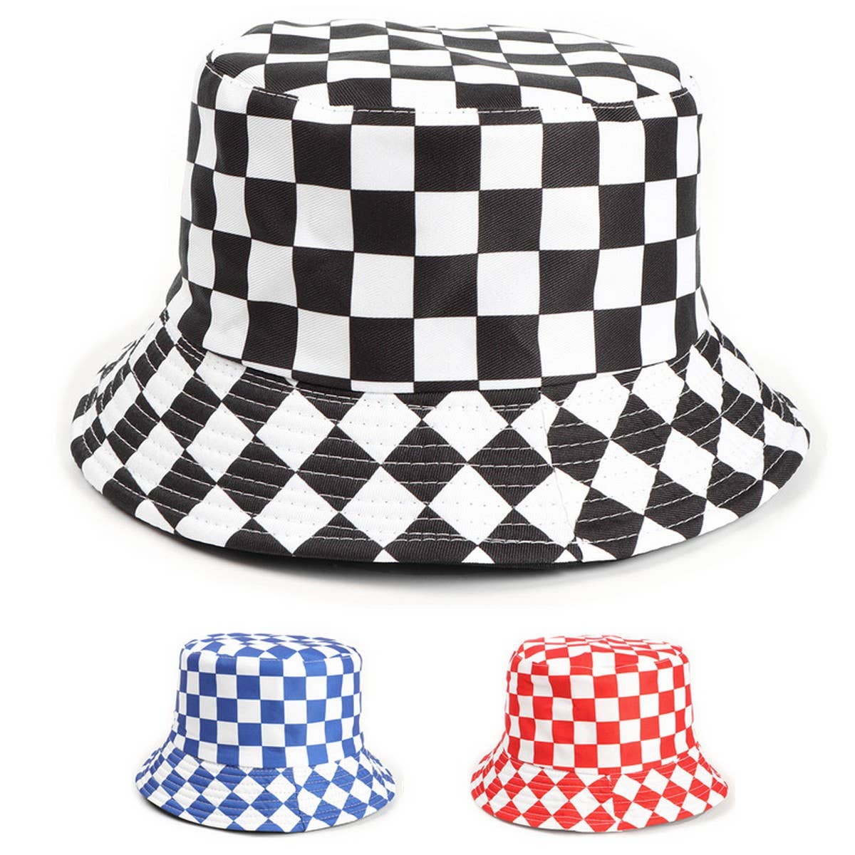 CWAH1522_STYLISH PLAID REVERSIBLE SHADE BUCKET HAT