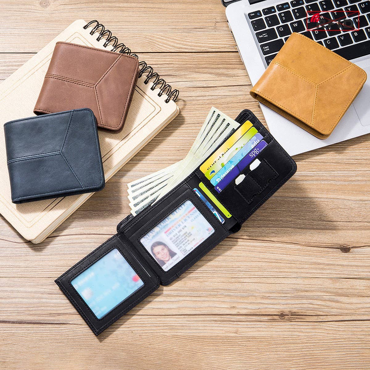 ANTI-THEFT BRUSHED COWHIDE SHORT LEATHER WALLET_CWAB3788