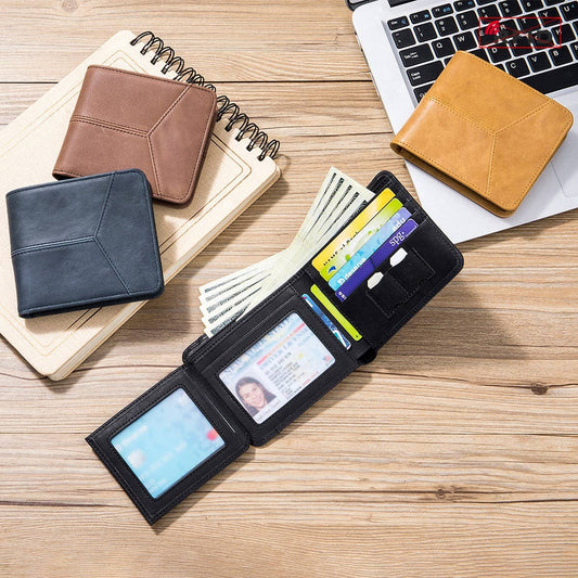 ANTI-THEFT BRUSHED COWHIDE SHORT LEATHER WALLET_CWAB3788