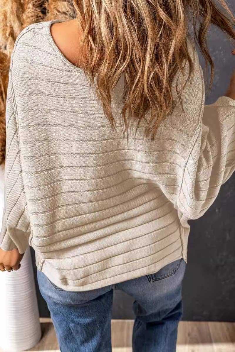 CWOSWL6690_VINTAGE CREW-NECK BAT-SLEEVED ALL-IN-ONE SWEATER