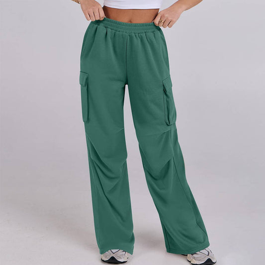 BAGGY STRAIGHT WIDE LEG ELASTIC WAIST OVERALLS