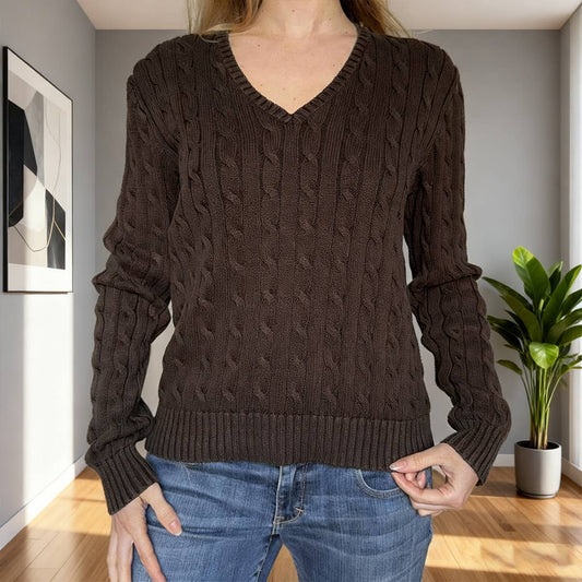 Casual long-sleeved solid-colored woolen sweater