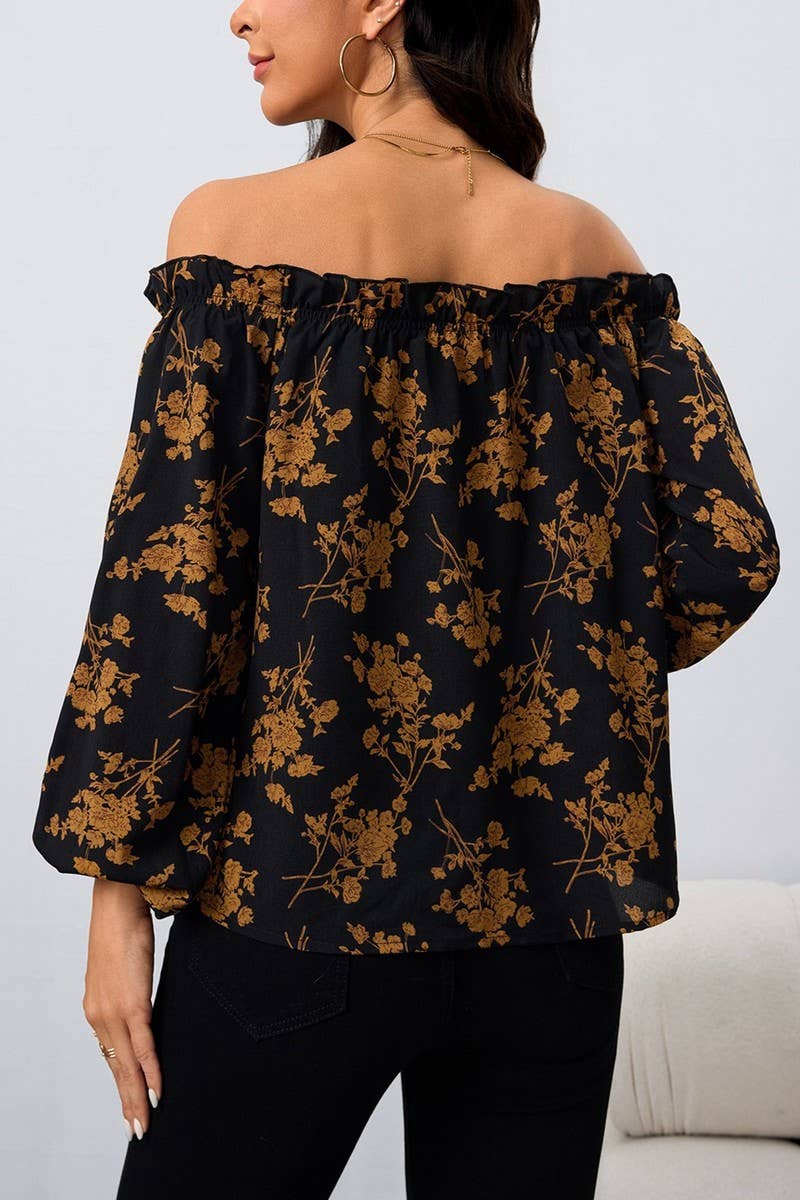CWTSTL01041_2025 WOMEN OFF SHOULDER FLORAL PRINT BLOUSE TOP