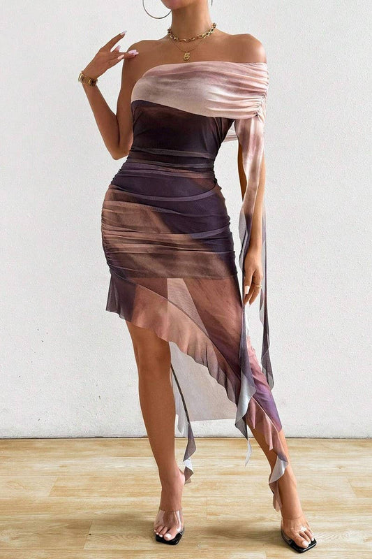 CWDSD7569_SUMMER SEXY PLEATED TUBE TOP SLIT SLIM DRESS