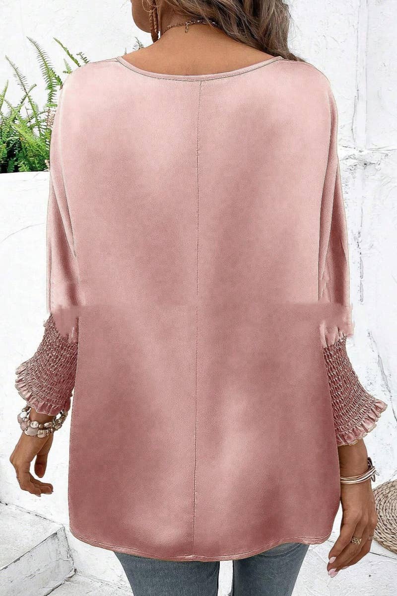 CWTBLL1440_ROUND NECK LONG SLEEVE BAT-SLEEVE SHIRT TOP