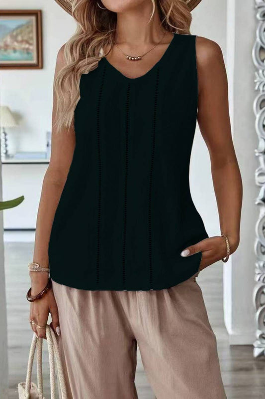 CWTTSL00225_LACE HOLLOW SLEEVELESS CASUAL SOLID COLOR VEST