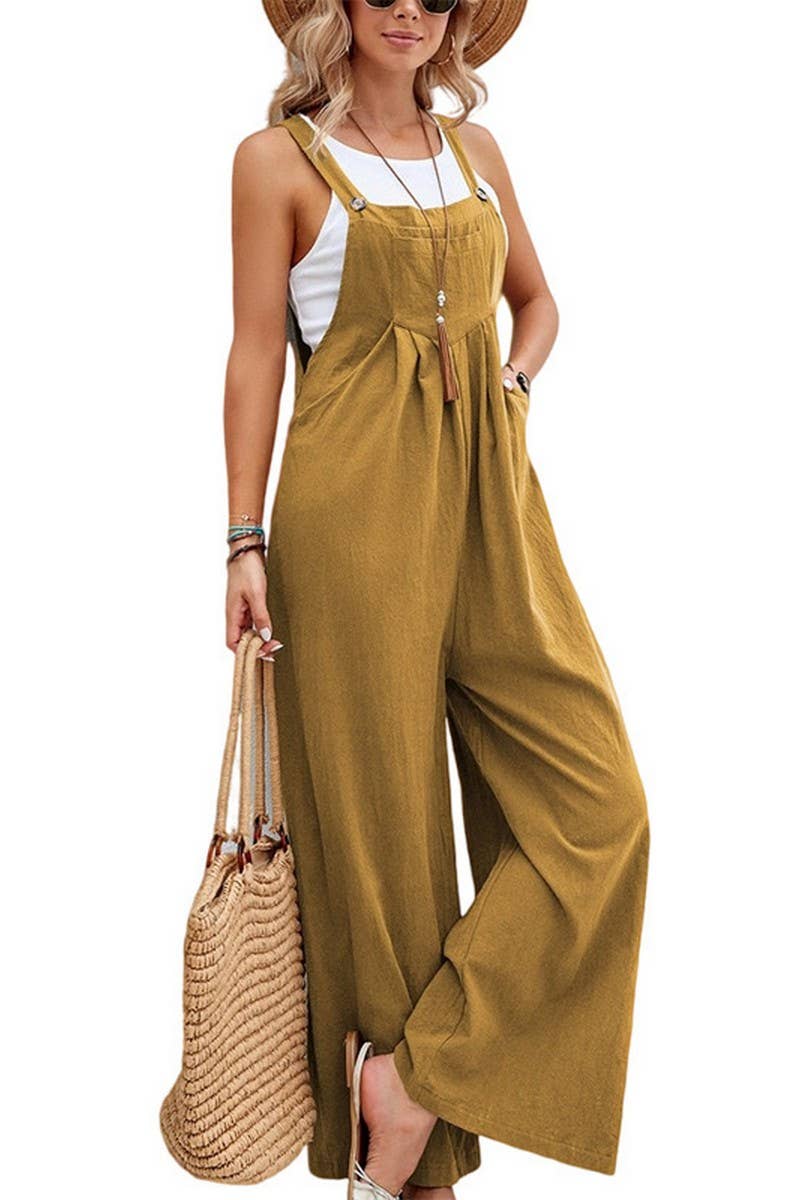 CWSJS00259_SOLID COLOR CASUAL LOOSE JUMPSUIT