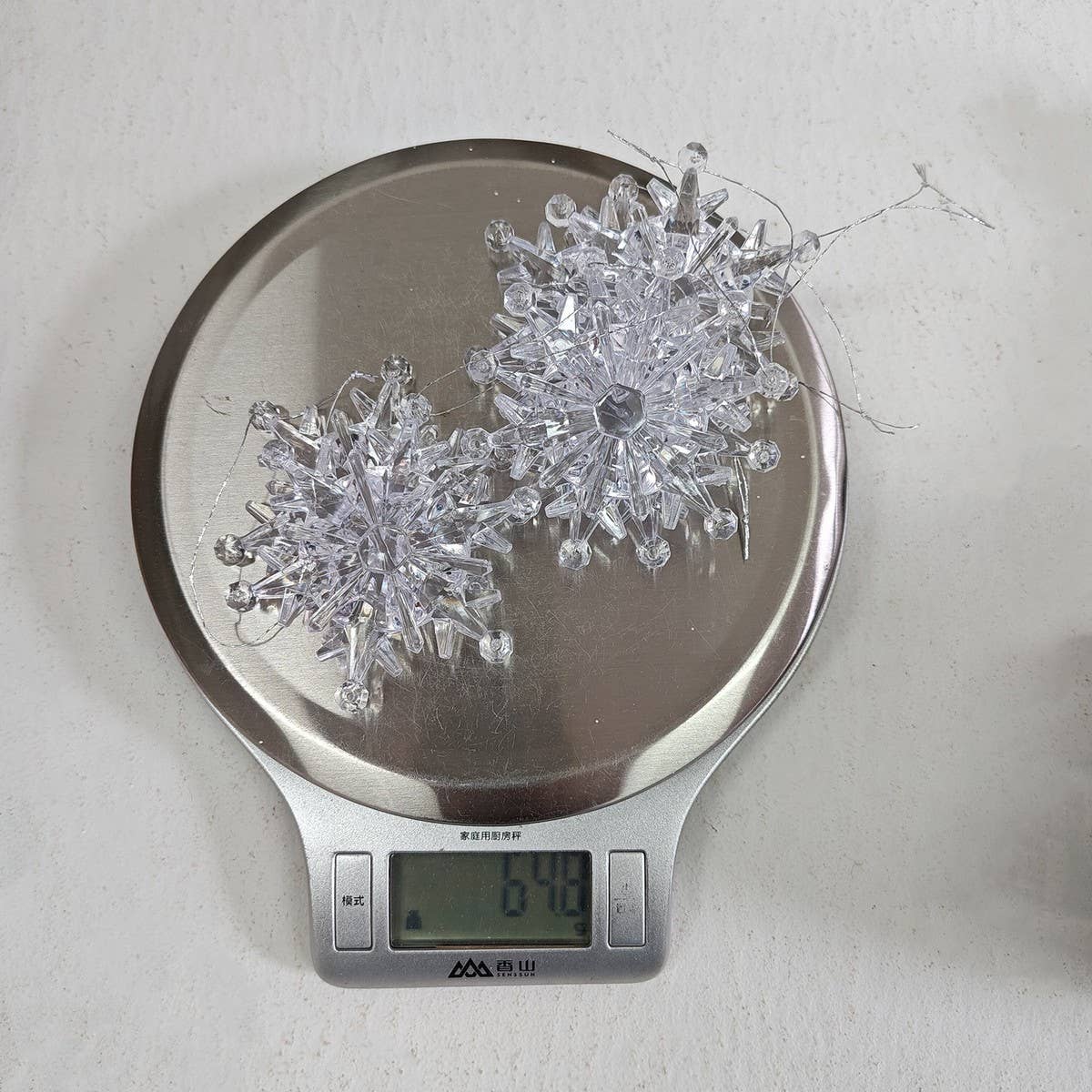 CWMM10174_6PCS CLEAR ACRYLIC SNOWFLAKE CHRISTMAS ORNAMENTS