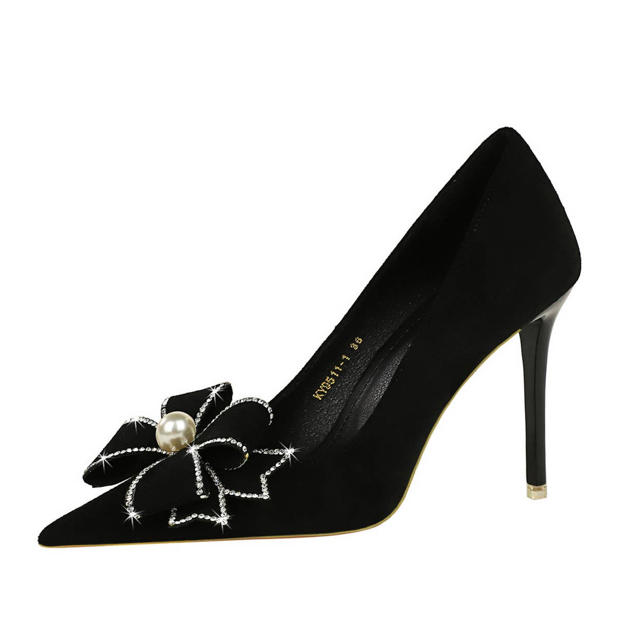 POINTED TOE PEARL AND RHINESTONE BOW HIGH HEELS_CWSHH0103