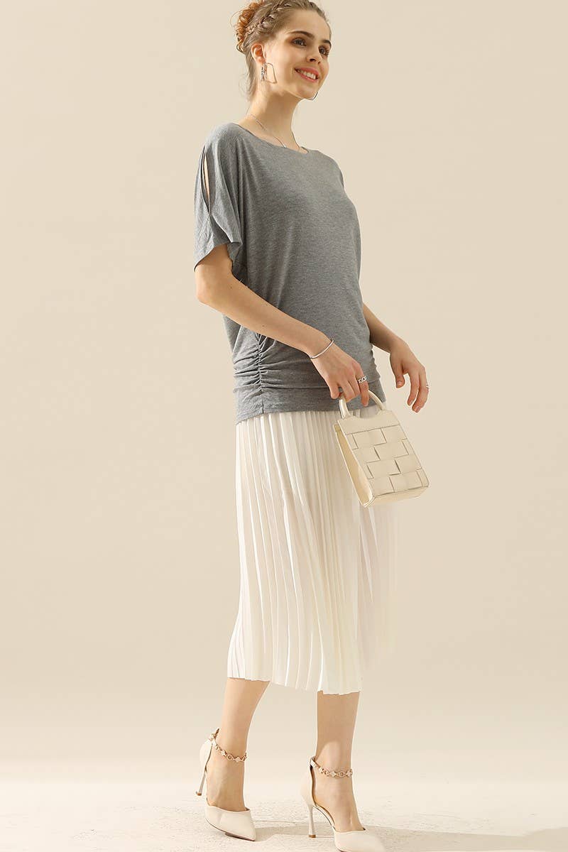 CWTTS640_DOLMAN SIDE SLIT SHORT SLEEVE BOAT NECKLINE TEE